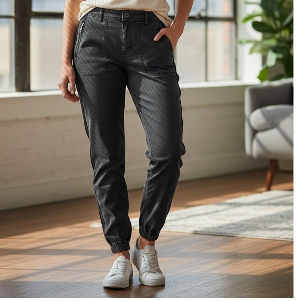 Anthropologie Pilcro Utility Joggers Womens 2 Navy Blue Side Stripe Cargo Pants